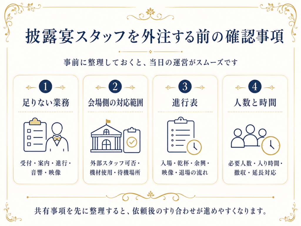 披露宴スタッフを外注する前に確認したいこと